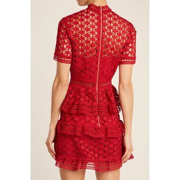 New Self Portrait Red Star Short Dress SZ 6 - Picture 2 of 7